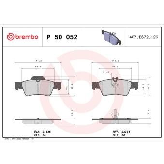 Jeu de 4 plaquettes de frein arrière BREMBO [P 50 052]