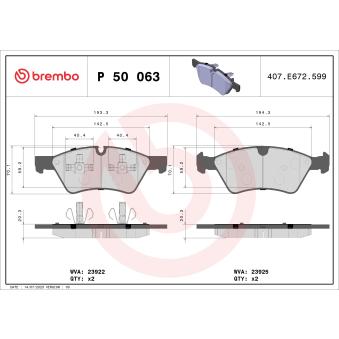 Jeu de 4 plaquettes de frein avant BREMBO OEM 0004209704