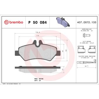 Jeu de 4 plaquettes de frein arrière BREMBO [P 50 084]