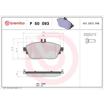 Jeu de 4 plaquettes de frein avant BREMBO OEM 0084200620