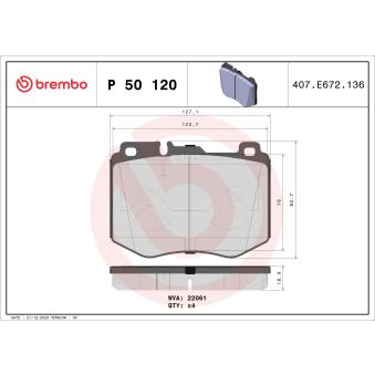 Jeu de 4 plaquettes de frein avant BREMBO [P 50 120]