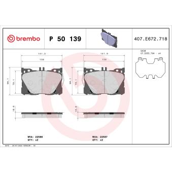 Jeu de 4 plaquettes de frein avant BREMBO [P 50 139]