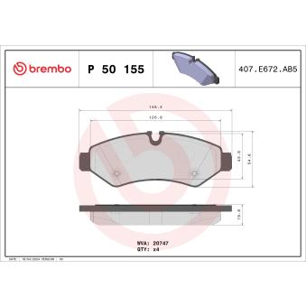 Jeu de 4 plaquettes de frein arrière BREMBO [P 50 155]