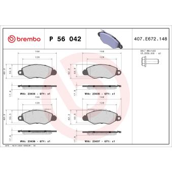 Jeu de 4 plaquettes de frein avant BREMBO [P 56 042]