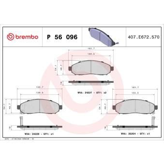 Jeu de 4 plaquettes de frein avant BREMBO OEM D10603LM0A