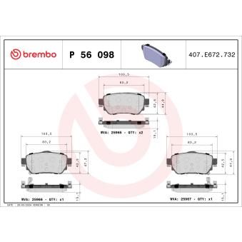 Jeu de 4 plaquettes de frein arrière BREMBO [P 56 098]