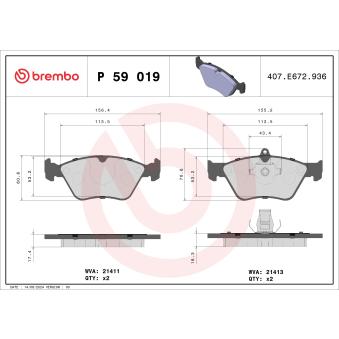 Jeu de 4 plaquettes de frein avant BREMBO [P 59 019]