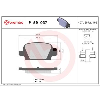 Jeu de 4 plaquettes de frein arrière BREMBO OEM 9200132