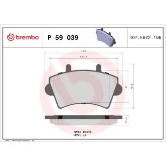 Jeu de 4 plaquettes de frein avant BREMBO OEM 8660004600
