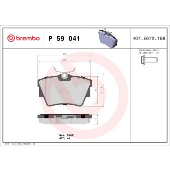 Jeu de 4 plaquettes de frein arrière BREMBO [P 59 041]