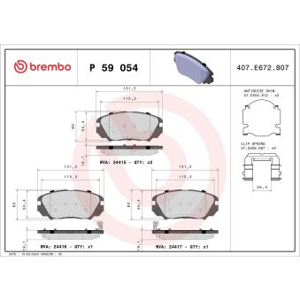 Jeu de 4 plaquettes de frein avant BREMBO [P 59 054]