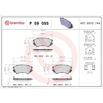 Jeu de 4 plaquettes de frein avant BREMBO OEM 10424274 Jeu de 4 plaquettes de frein avant BREMBO OEM 10424274
