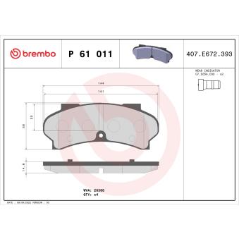 Jeu de 4 plaquettes de frein avant BREMBO OEM 425012