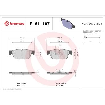 Jeu de 4 plaquettes de frein avant BREMBO [P 61 107]