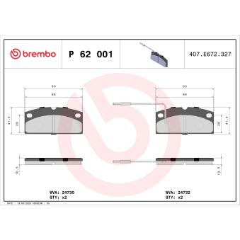 Jeu de 4 plaquettes de frein avant BREMBO OEM 6L065