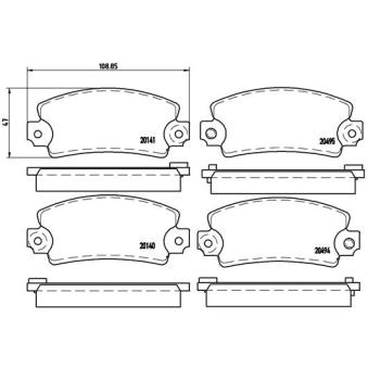 Jeu de 4 plaquettes de frein avant BREMBO P 68 001