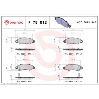 Jeu de 4 plaquettes de frein avant BREMBO OEM 5520080E10