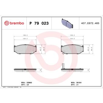 Jeu de 4 plaquettes de frein avant BREMBO OEM 5581071L00