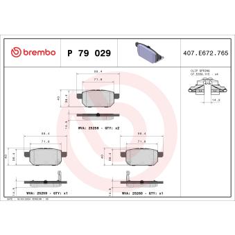Jeu de 4 plaquettes de frein arrière BREMBO OEM 5580068L21
