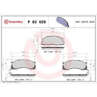 Jeu de 4 plaquettes de frein avant BREMBO OEM 0446528040