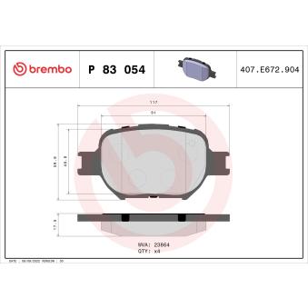 Jeu de 4 plaquettes de frein avant BREMBO OEM 0446520500 Jeu de 4 plaquettes de frein avant BREMBO OEM 0446520500