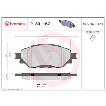 Jeu de 4 plaquettes de frein avant BREMBO OEM 044650K420