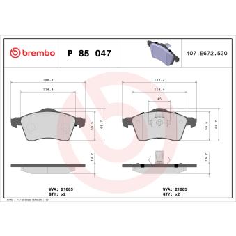 Jeu de 4 plaquettes de frein avant BREMBO OEM 7D0698151