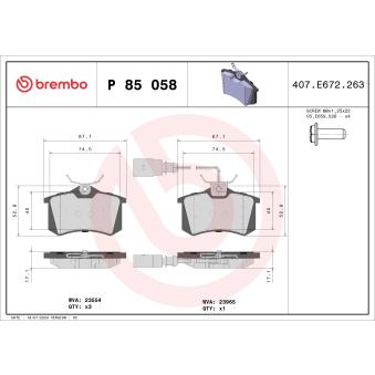 Jeu de 4 plaquettes de frein arrière BREMBO OEM YM212M008DA