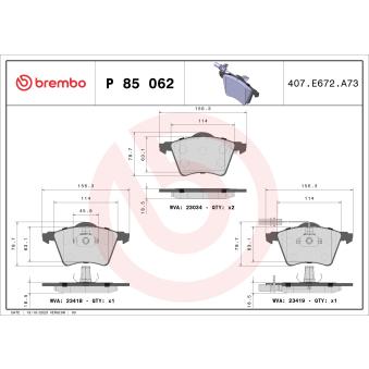 Jeu de 4 plaquettes de frein avant BREMBO OEM 1201124