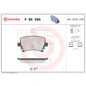 Jeu de 4 plaquettes de frein arrière BREMBO OEM 1K0698451K
