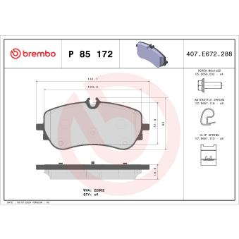 Jeu de 4 plaquettes de frein arrière BREMBO OEM 65508206002