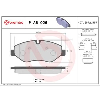 Jeu de 4 plaquettes de frein avant BREMBO [P A6 026]