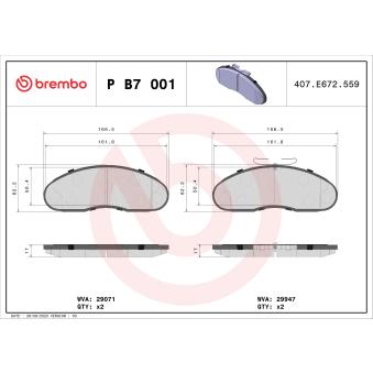 Jeu de 4 plaquettes de frein avant BREMBO OEM 41060G490A