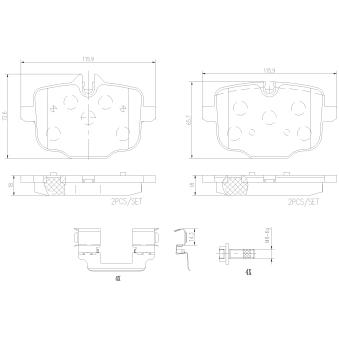 Jeu de 4 plaquettes de frein avant BREMBO OEM 34216867175