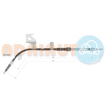 Tirette à câble, frein de stationnement arrière droit ADRIAUTO 03.0243 pour CITROEN JUMPY 1.9 TDI - 110cv