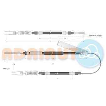 Tirette à câble, frein de stationnement ADRIAUTO 23.0224