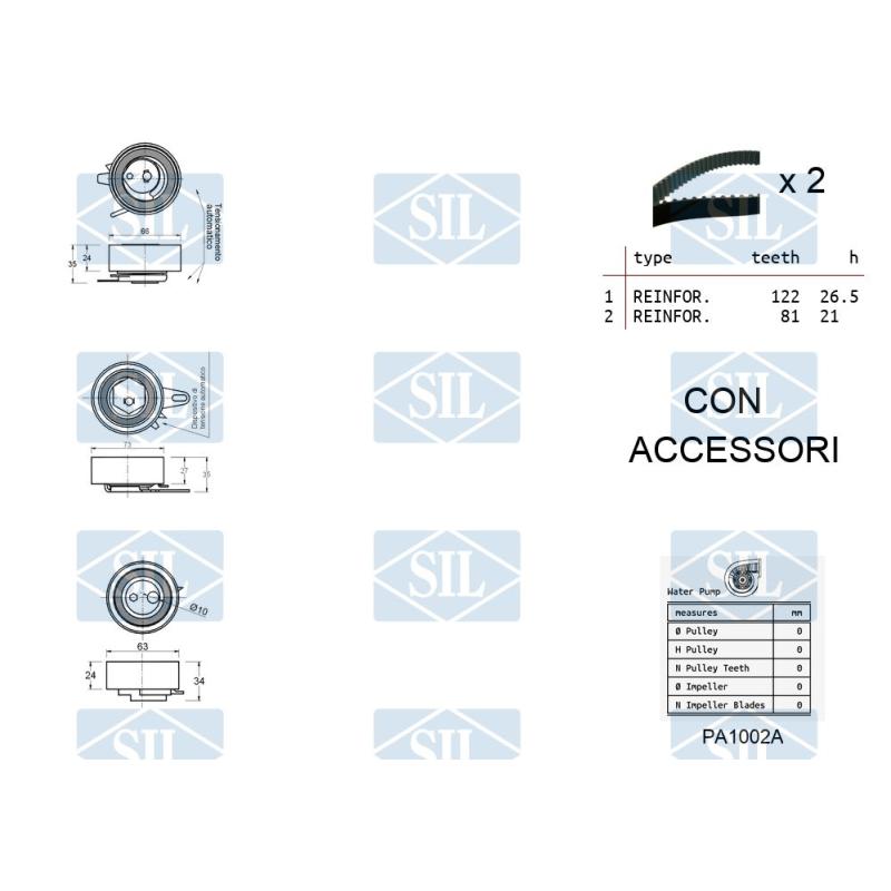Pompe à eau + kit de courroie de distribution Saleri SIL K1PA1002A - Visuel 1