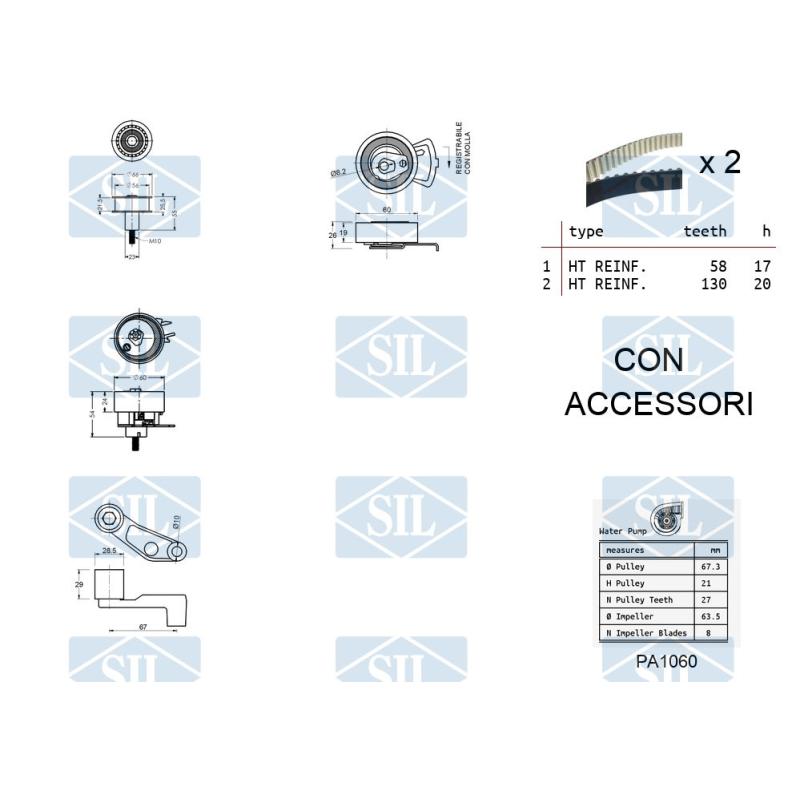Pompe à eau + kit de courroie de distribution Saleri SIL K1PA1060 - Visuel 1