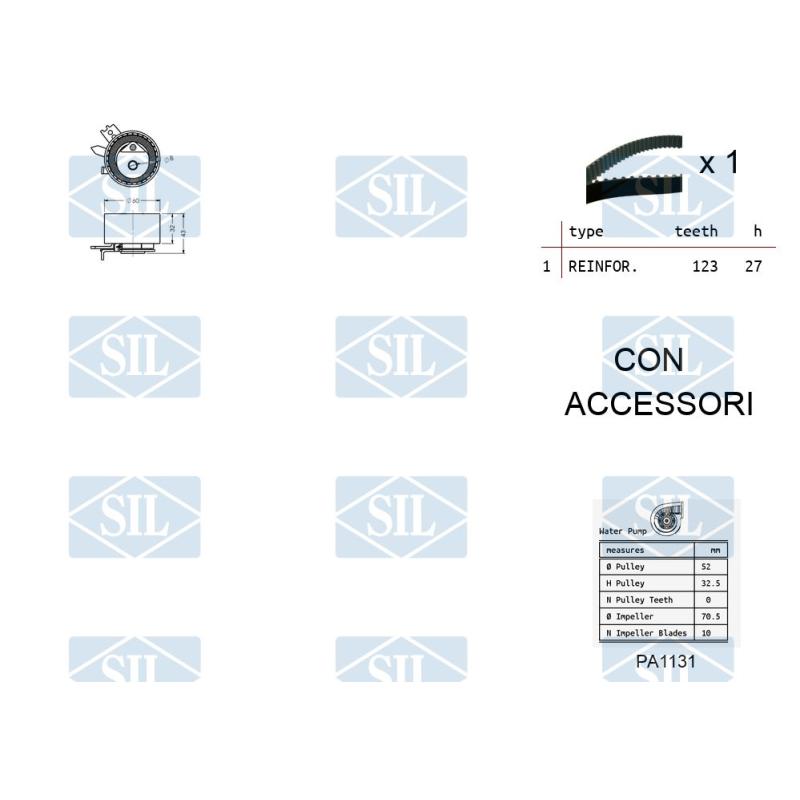 Pompe à eau + kit de courroie de distribution Saleri SIL K1PA1131 - Visuel 1