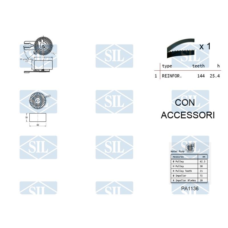 Pompe à eau + kit de courroie de distribution Saleri SIL K1PA1136AL - Visuel 1