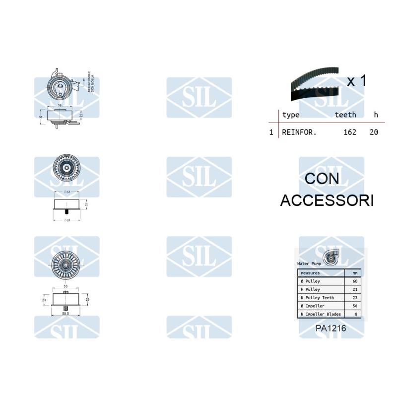 Pompe à eau + kit de courroie de distribution Saleri SIL K1PA1216 - Visuel 1