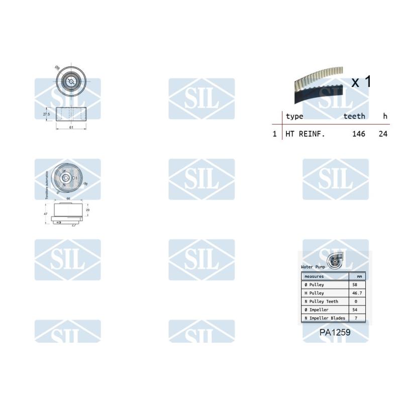 Pompe à eau + kit de courroie de distribution Saleri SIL K1PA1259 - Visuel 1
