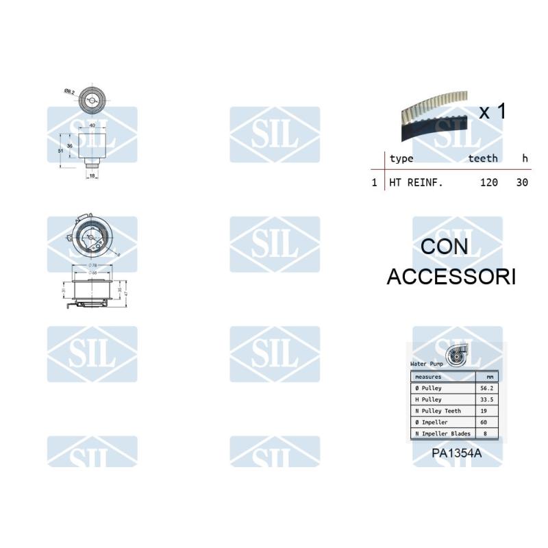 Pompe à eau + kit de courroie de distribution Saleri SIL K1PA1354A - Visuel 1
