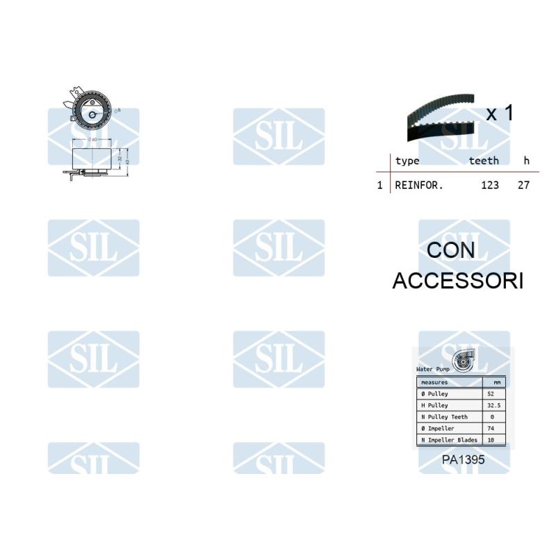 Pompe à eau + kit de courroie de distribution Saleri SIL K1PA1395 - Visuel 1