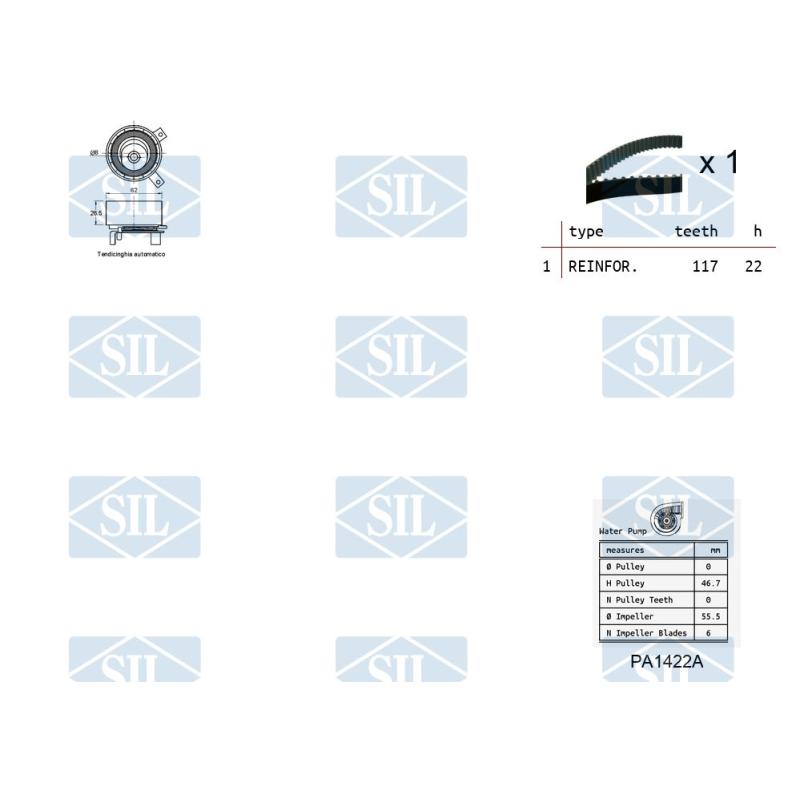 Pompe à eau + kit de courroie de distribution Saleri SIL K1PA1422A - Visuel 1