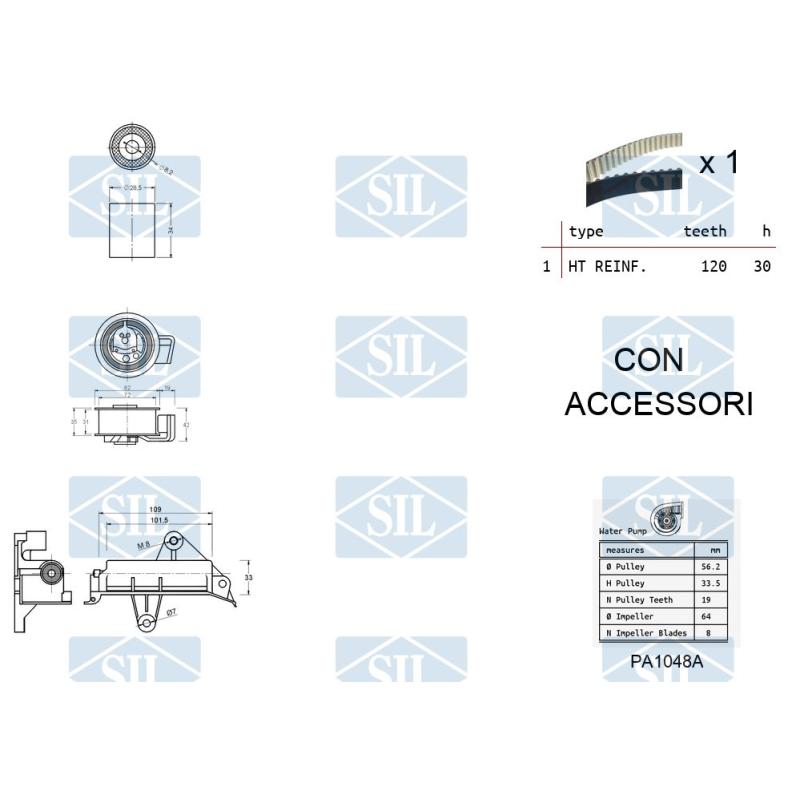 Pompe à eau + kit de courroie de distribution Saleri SIL K1PA1444 - Visuel 1