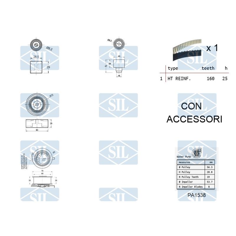 Pompe à eau + kit de courroie de distribution Saleri SIL K1PA1538 - Visuel 1
