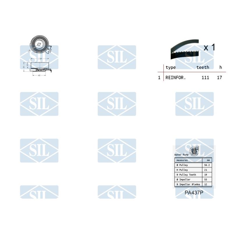 Pompe à eau + kit de courroie de distribution Saleri SIL K1PA437P - Visuel 1