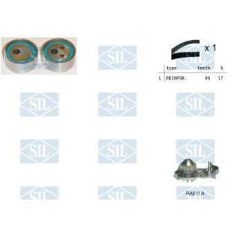 Pompe à eau + kit de courroie de distribution Saleri SIL K1PA611A Pompe à eau + kit de courroie de distribution Saleri SIL K1PA611A