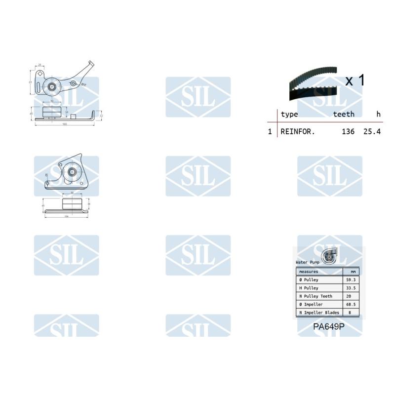 Pompe à eau + kit de courroie de distribution Saleri SIL K1PA649P - Visuel 1